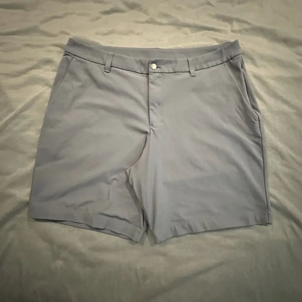 Lululemon Commission Shorts Mens 38 Flat Front Casual Golf Chino Preppy Gray